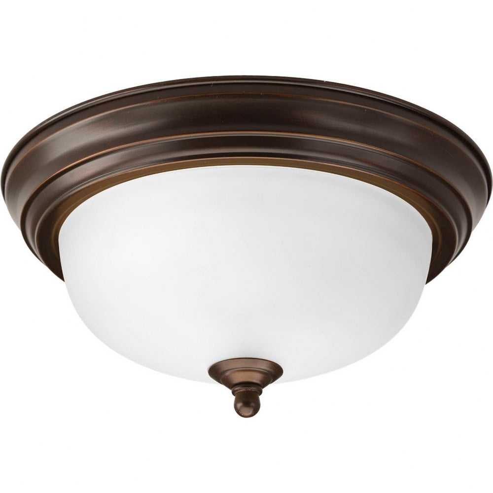 Antique Bronze 11" Flush Mount Light with Etched Glass