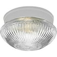 thumbnail image 1 of Progress Lighting, Fitter Collection, 1-Light Flush Mount, White Finish, Clear Prismatic Glass Bowl, 1 of 5
