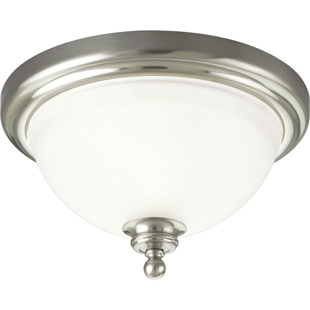 Progress Lighting, Madison, 1-Light Flush Mount, Brushed Nickel, Etched Glass Shade