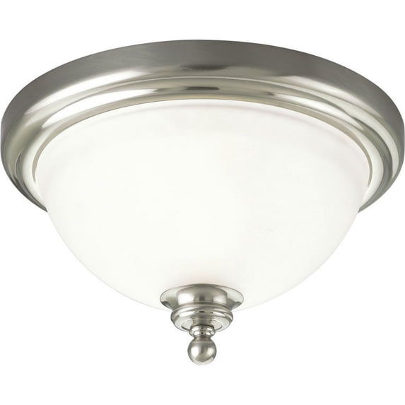 Progress Lighting, Madison, 1-Light Flush Mount, Brushed Nickel, Etched Glass Shade
