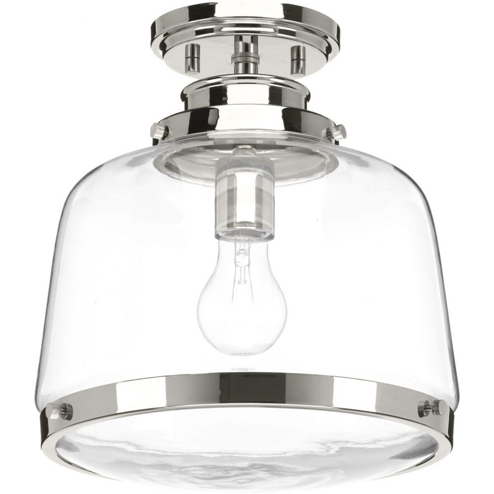 Judson Polished Nickel 12" Flush Mount Light with Clear Glass Globe