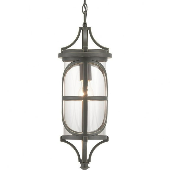 Progress Lighting Morrison 1-Light Outdoor Hanging Lantern in Antique Bronze with Clear Glass Shade