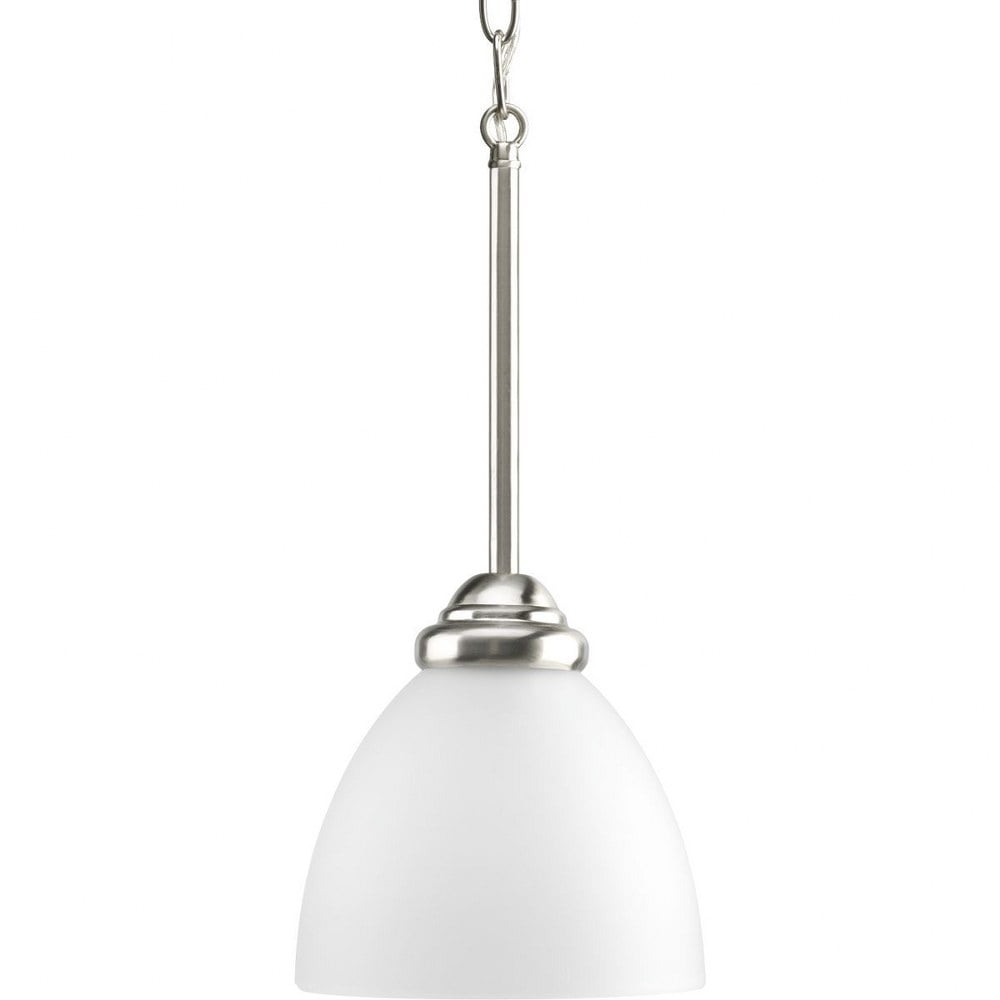 Elegant Brushed Nickel Mini-Pendant with Etched Glass Shade