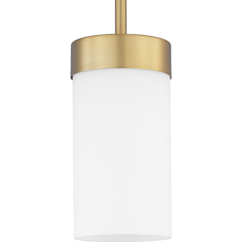 Brushed Bronze Mini Pendant with Etched White Glass Shade