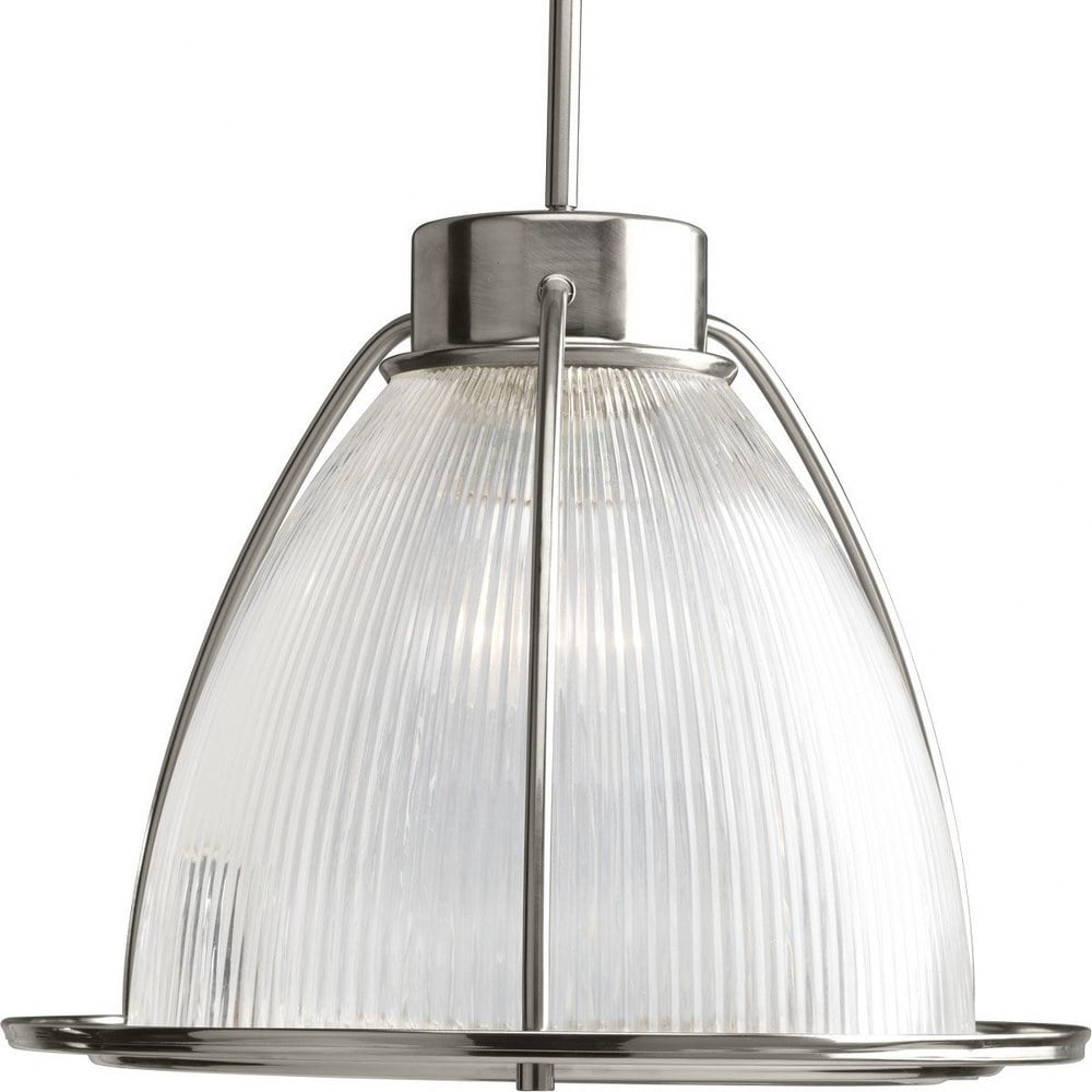 Brushed Nickel Mini Pendant with Clear Prismatic Glass Shade
