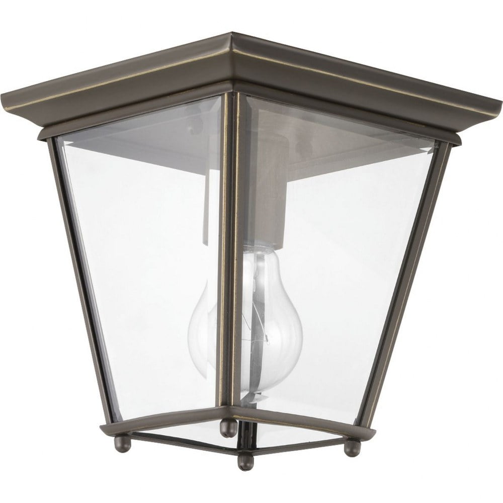 Elegant Antique Bronze 7'' Square Flush Mount with Clear Beveled Glass
