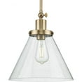 thumbnail image 1 of Progress Lighting Hinton 1-Light Industrial Pendant, Vintage Brass, Seeded Glass Shade, 1 of 3
