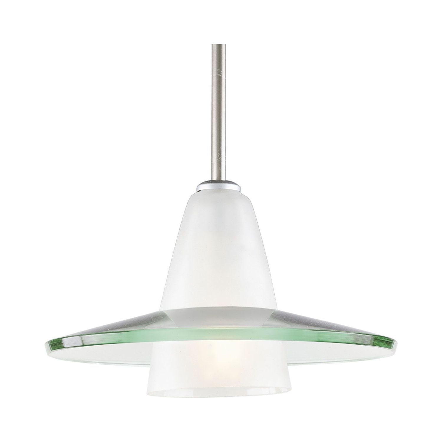 Helix 13'' Brushed Nickel Mini-Pendant with Clear and Etched Glass Shade