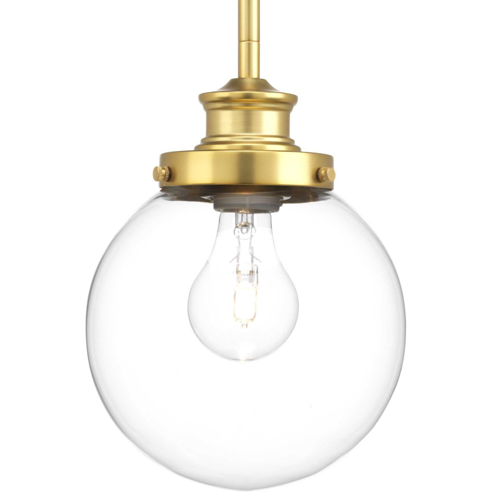 Penn Natural Brass Pendant with Clear Glass Globe