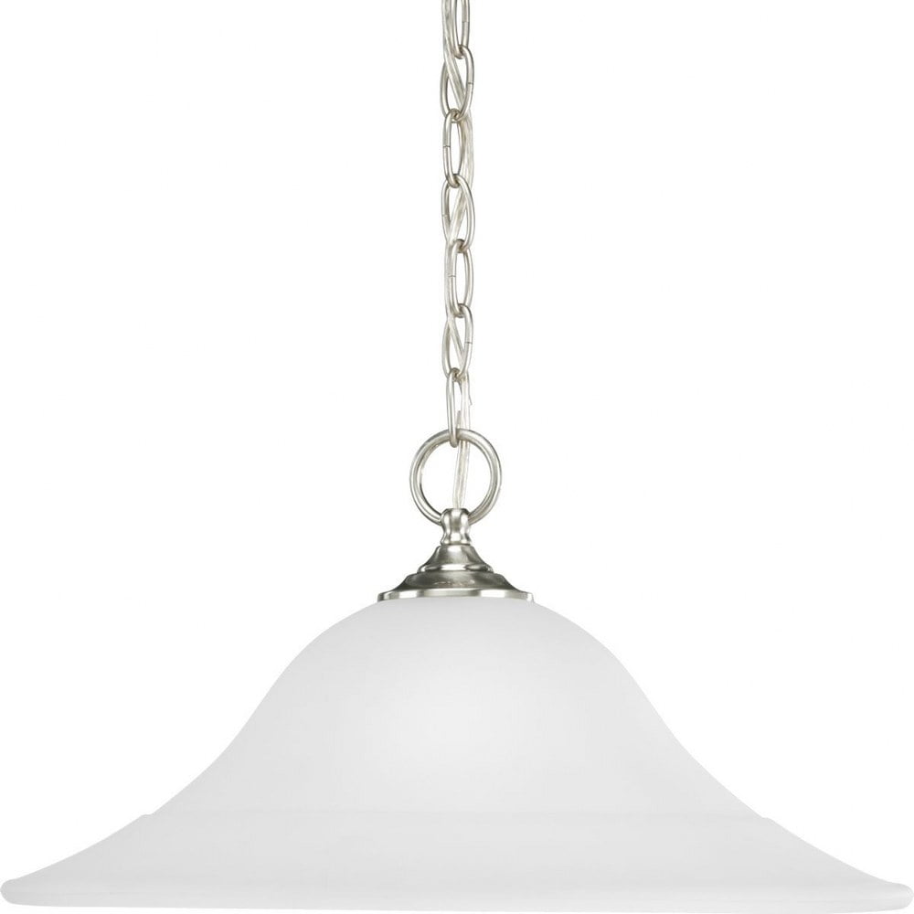 Elegant Trinity Brushed Nickel Pendant with Etched Glass Shade