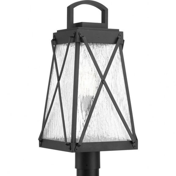 Progress Lighting, Creighton, 1-Light Outdoor Post Lantern, Black, Clear Water Glass Shade