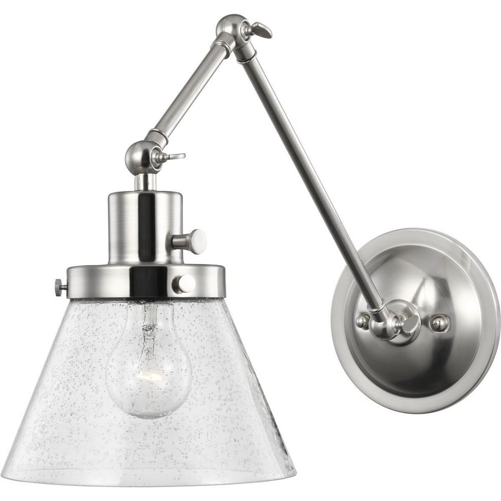 Brushed Nickel Swing Arm Wall Light with Seeded Glass Shade