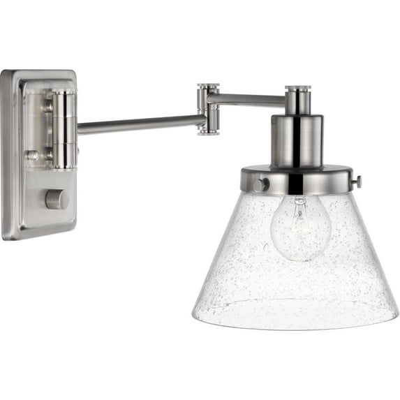 P710084-009-Progress Lighting-Hinton - Wall Brackets Light - 1 Light - Cone Shade in Coastal style - 8 Inches wide by 9.63 Inches high-Brushed Nickel
