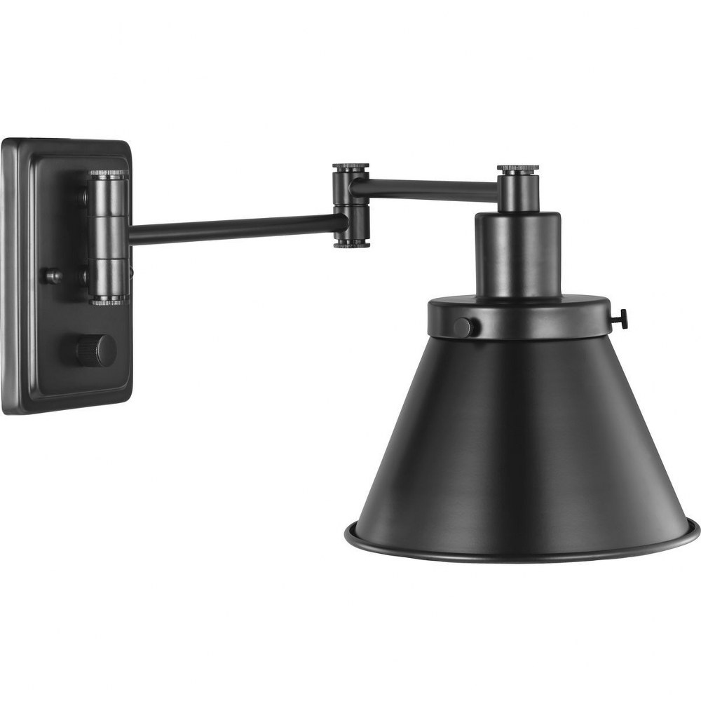 P710085-031-Progress Lighting-Hinton - Wall Brackets Light - 1 Light - Cone Shade in Coastal style - 8.25 Inches wide by 9.63 Inches high-Black Finish