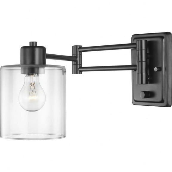 P710086-031-Progress Lighting-Milner - Wall Brackets Light - 1 Light - Cylinder Shade in Coastal style - 5.62 Inches wide by 9 Inches high-Black