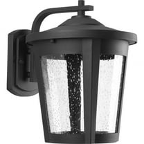 Progress Lighting East Haven 1-Light LED Outdoor Wall Lantern in Black with Seeded Glass Shade