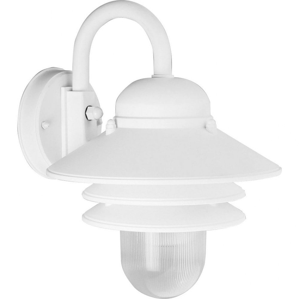 White Ceramic Outdoor Wall Lantern with Clear Acrylic Shade