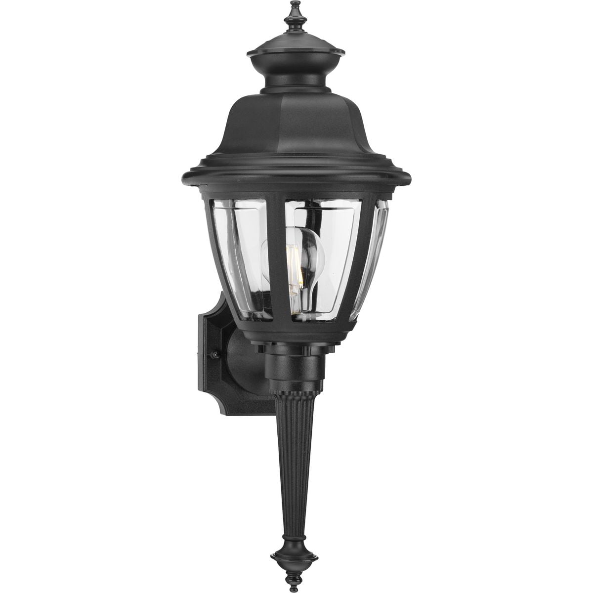Black Outdoor Wall Lantern with Clear Beveled Panels
