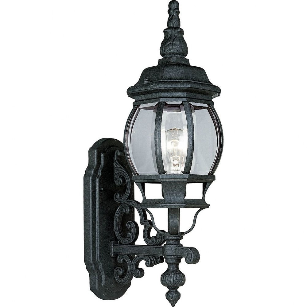 Black Aluminum Outdoor Lantern Sconce with Clear Glass
