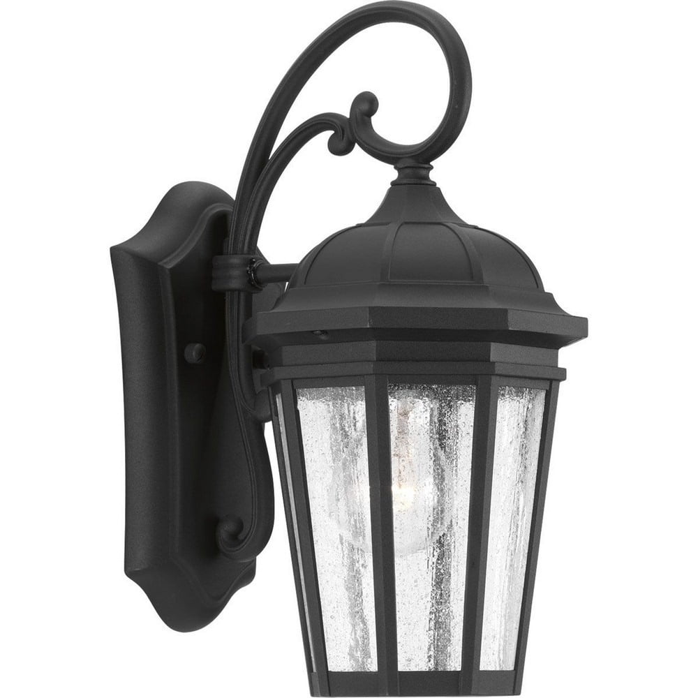 Antique Bronze and Black Outdoor Wall Lantern with Seeded Glass