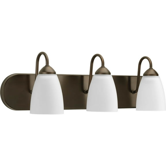 Progress Lighting Gather Collection 3-Light Bath Bracket in Antique Bronze with Etched Glass Shades
