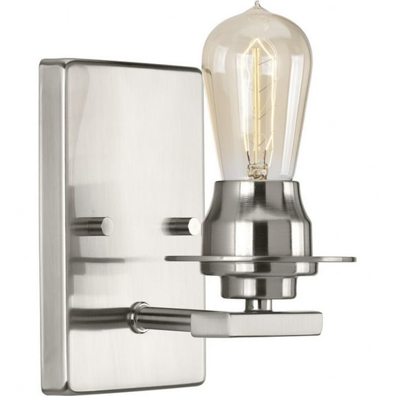Progress Lighting Debut 1-Light Bath & Vanity Fixture, Brushed Nickel, Clear Seeded Glass