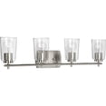 thumbnail image 1 of Progress Lighting Adley 4-Light Bath Vanity in Brushed Nickel with Clear Glass Shades, 1 of 10