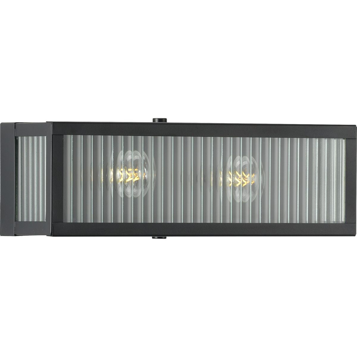 Matte Black Ribbed Glass 2-Light Bathroom Vanity Fixture