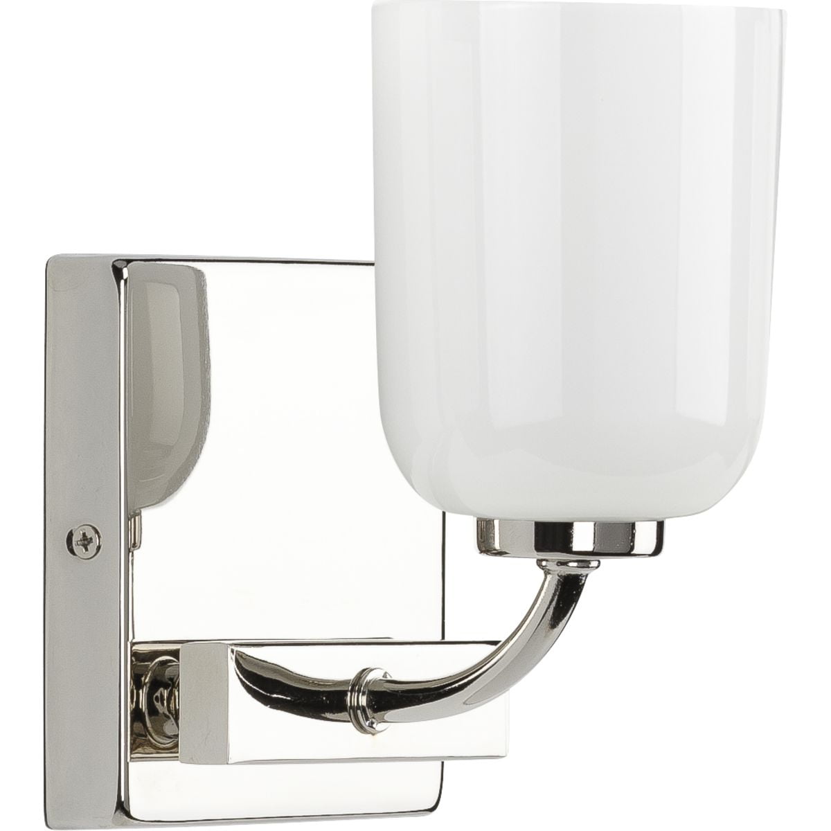 Classic Polished Nickel Bath Light with White Opal Glass Shade