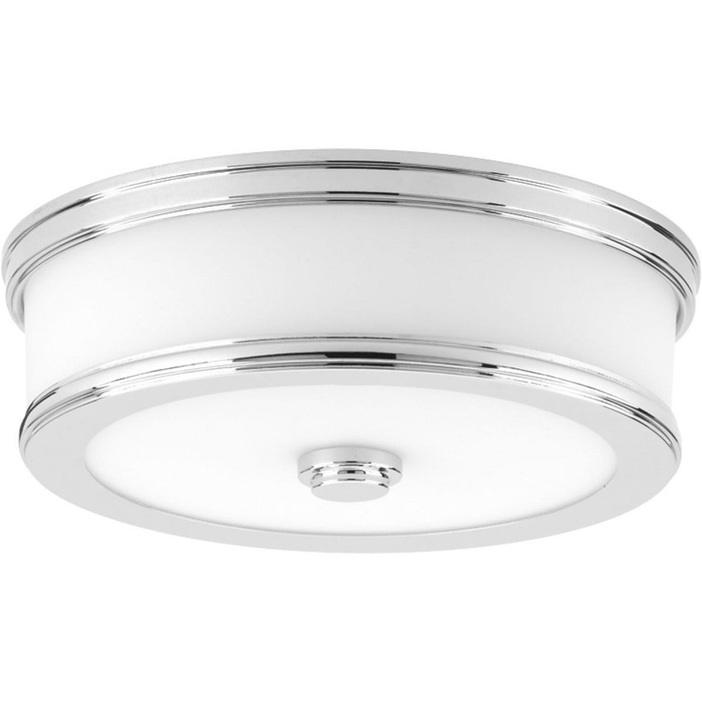 Polished Chrome 10.5" LED Flush Mount with Etched Glass Shade