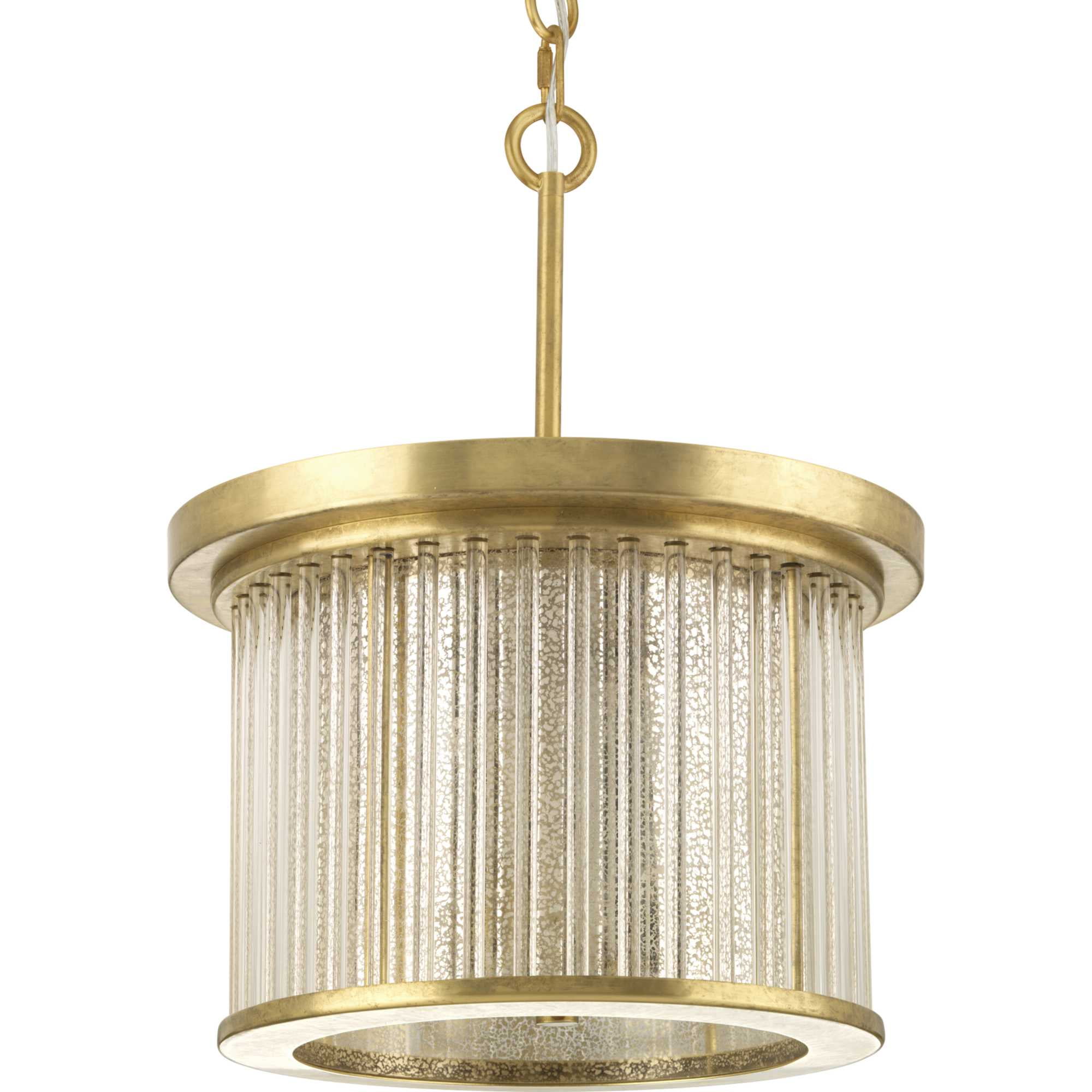 Sequit Point Brushed Brass 3-Light Convertible Semi-Flush Mount with Mercury Glass