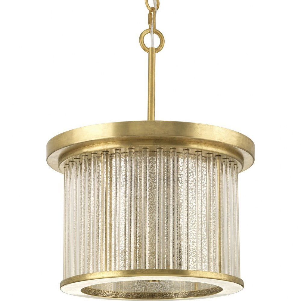 Sequit Point Brushed Brass 3-Light Convertible Semi-Flush Mount with Mercury Glass