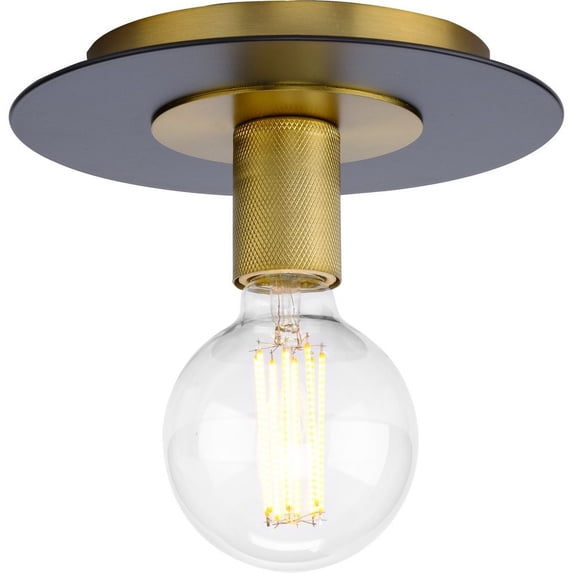 Progress Lighting Trimble 1-Light Flush Mount, Brushed Bronze, Flat Disc Shade