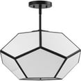 thumbnail image 1 of Progress Lighting Latham 3-Light Semi-Flush Mount, Matte Black, White Art Glass, 1 of 13