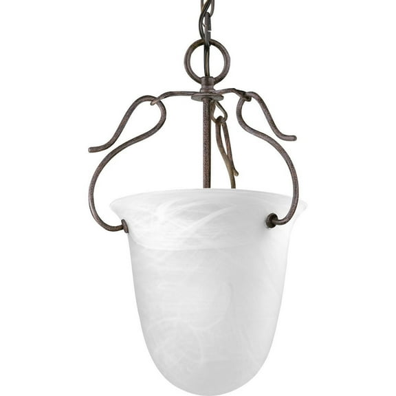 Progress Lighting P3788-33 1-Light Foyer Fixture With Etched Alabaster Glass Chain And Ceiling Mount