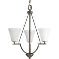 thumbnail image 1 of Progress Lighting Bravo 3-Light Chandelier, Antique Bronze, White Etched Glass, 1 of 3