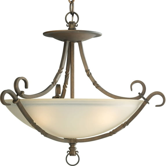 Progress Lighting P3839 Roasted Java Santiago 3 Light 20" Wide Semi-Flush Ceiling Fixture