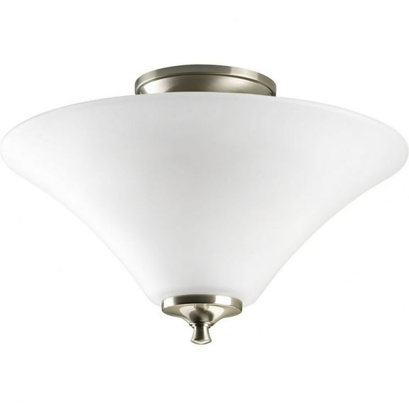 Progress Lighting Melon 2-Light Semi-Flush, Brushed Nickel, Trumpet Glass Shades