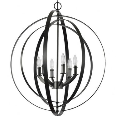 Progress Lighting P3889 Equinox 6 Light 28" Wide Taper Candle Chandelier - Black