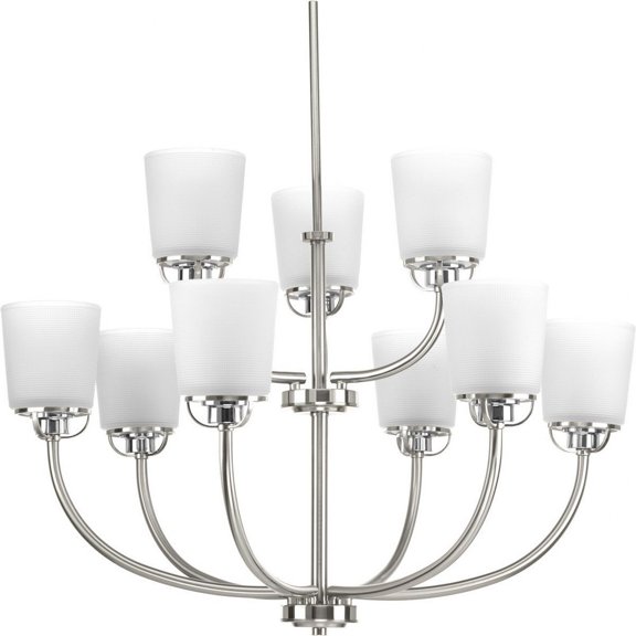 P400010-009-Progress Lighting-West Village - Chandeliers Light - 9 Light in Farmhouse style - 31.25 Inches wide by 20.38 Inches high-Brushed Nickel