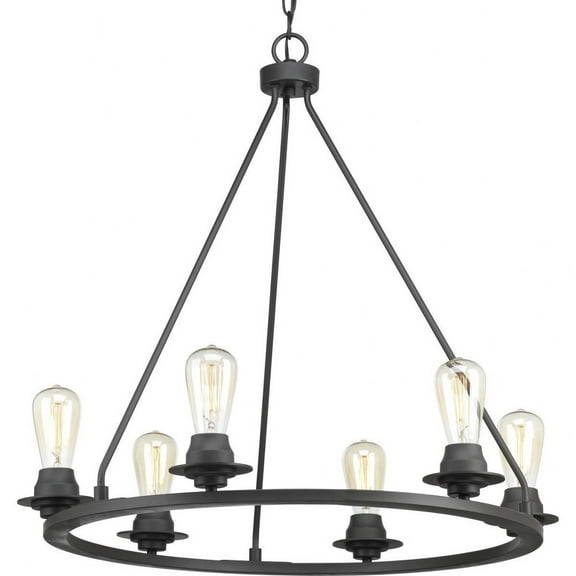 P400015-143-Progress Lighting-Debut - Chandeliers Light - 6 Light in Farmhouse style - 28 Inches wide by 27.5 Inches high-Graphite Finish