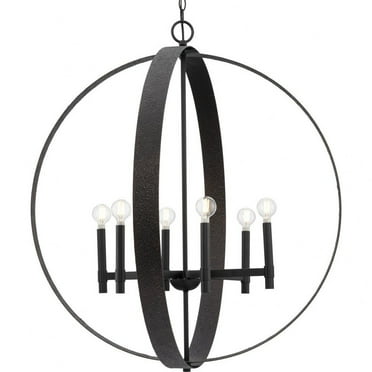 P400392-31M-Progress Lighting-Allegheny - 6 Light Chandelier-35.5 Inches Tall and 32 Inches Wide-Matte Black Finish