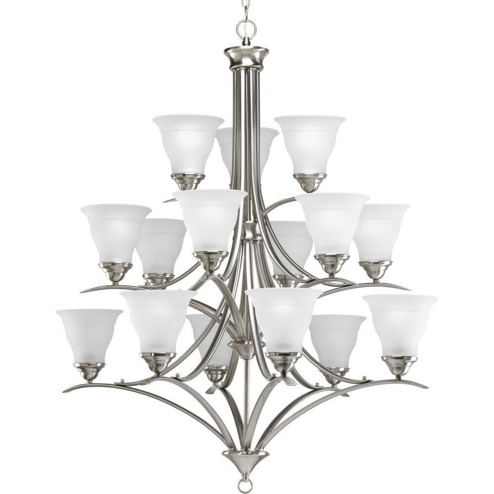 Trinity 15-Light Brushed Nickel Three-Tier Chandelier