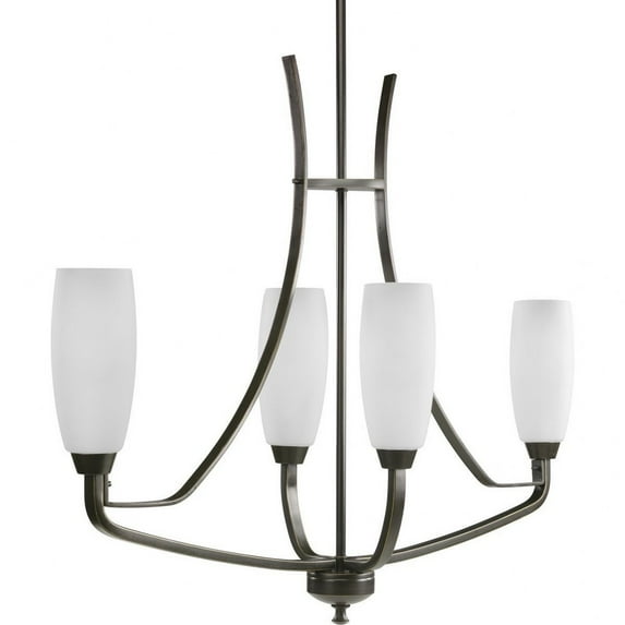 Progress Lighting Wisten 4-Light Linear Chandelier, Antique Bronze, Etched White Glass