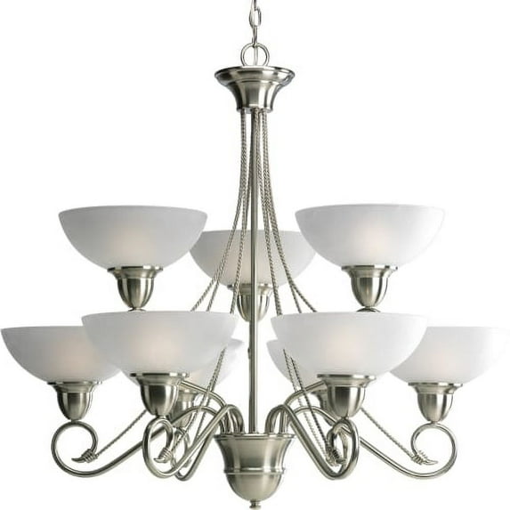 Progress Lighting P4603 Pavilion Nine-Light Two-Tier Linear Chandelier with Etch