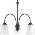 thumbnail image 1 of Progress Lighting Gather 3-Light Chandelier, Antique Bronze, White Etched Glass Shades, 1 of 7
