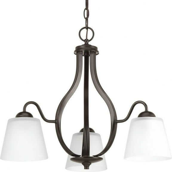 Progress Lighting Arden 3-Light Chandelier, Steel, Antique Bronze, Etched Glass Shade