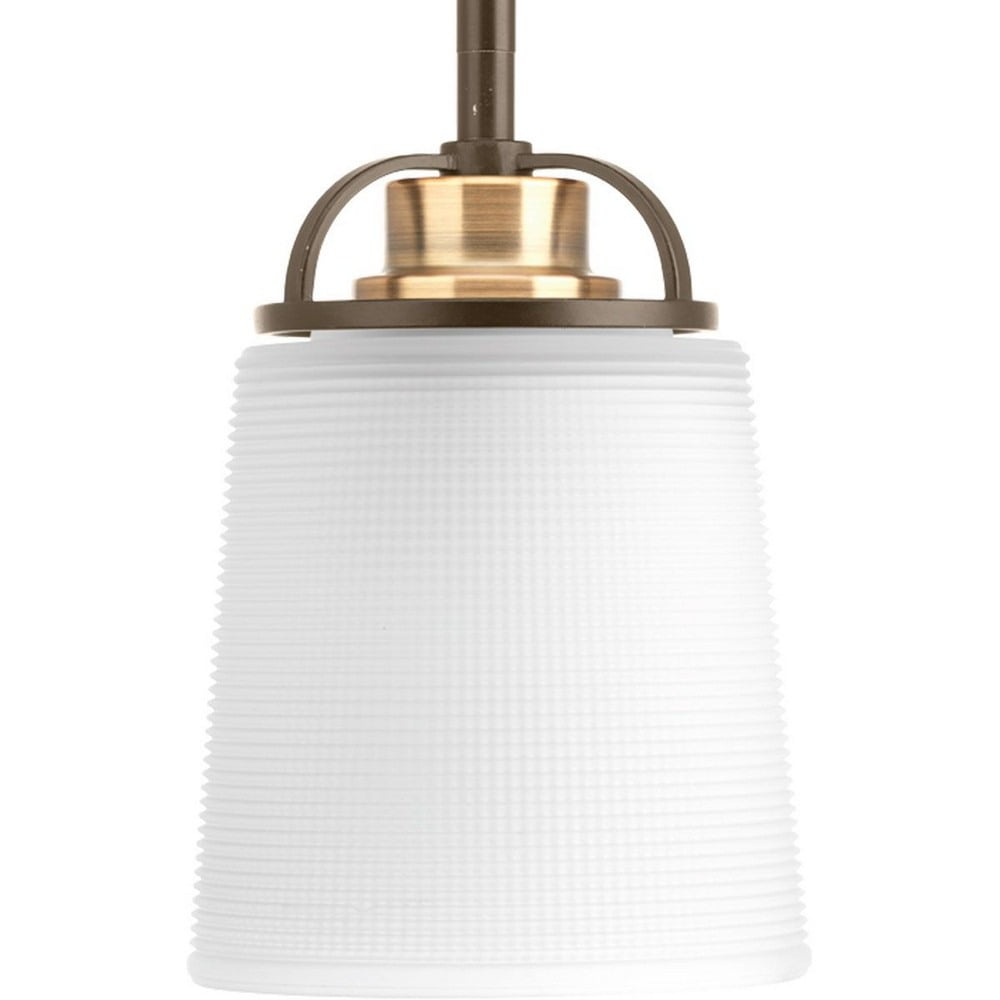 West Village Mini Pendant Light with Double Prismatic Glass Shade in Antique Bronze