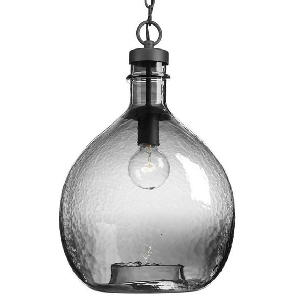 Progress Lighting Zin 1-Light Pendant, Graphite, Clear Glass Shade