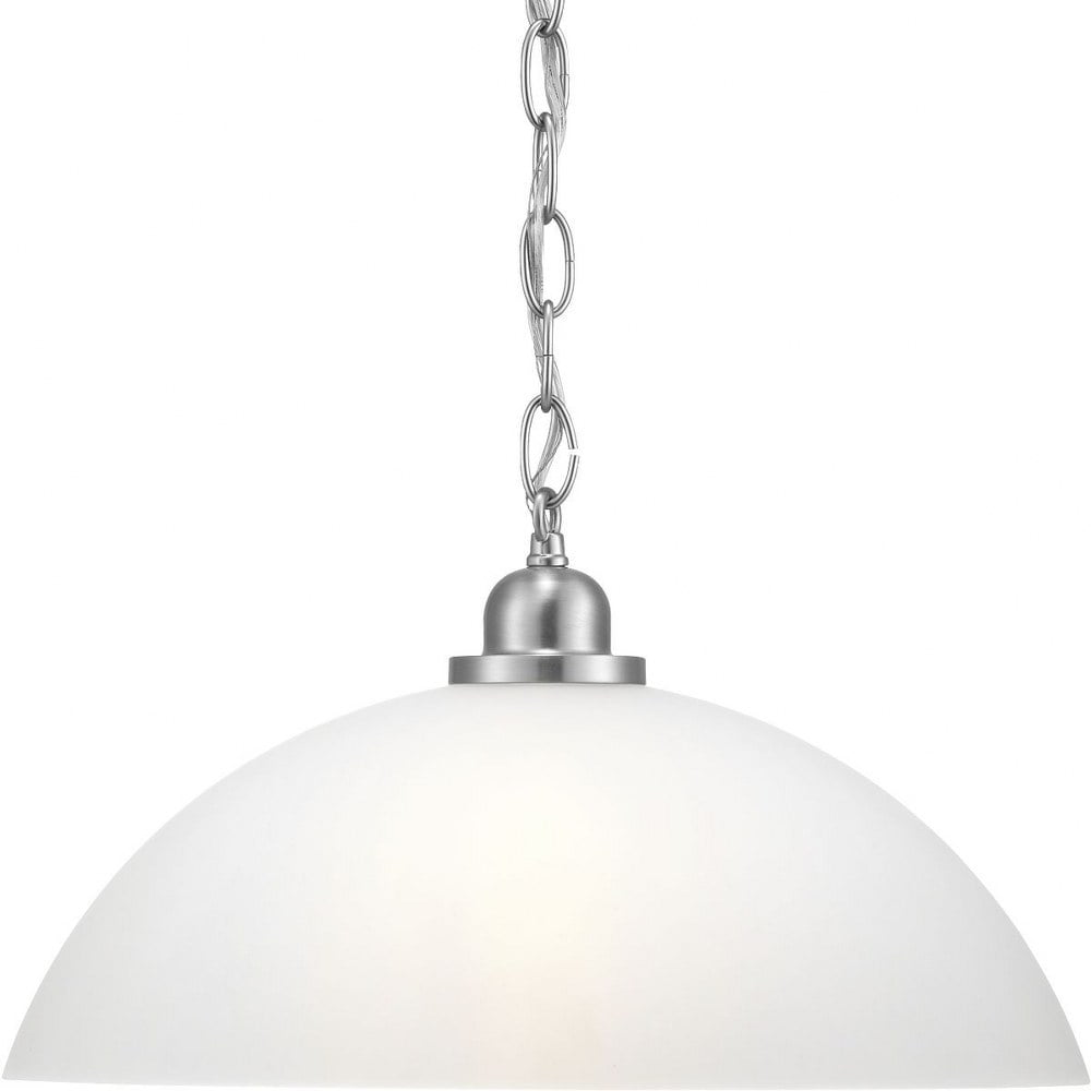 Nickel Etched Glass Dome Pendant Light with Bowl Shade